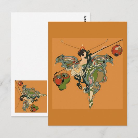 Ballerina-Fee mit Lanterns Postkarte (Vorne/Hinten)