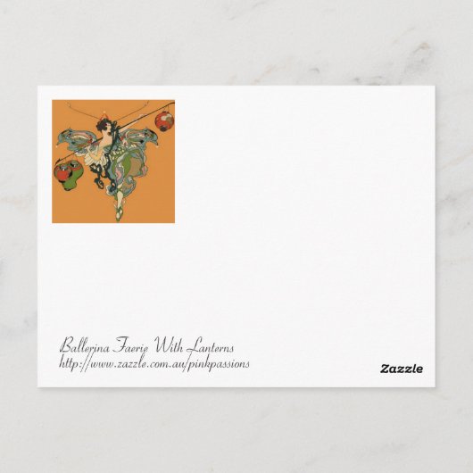 Ballerina-Fee mit Lanterns Postkarte (Rückseite)