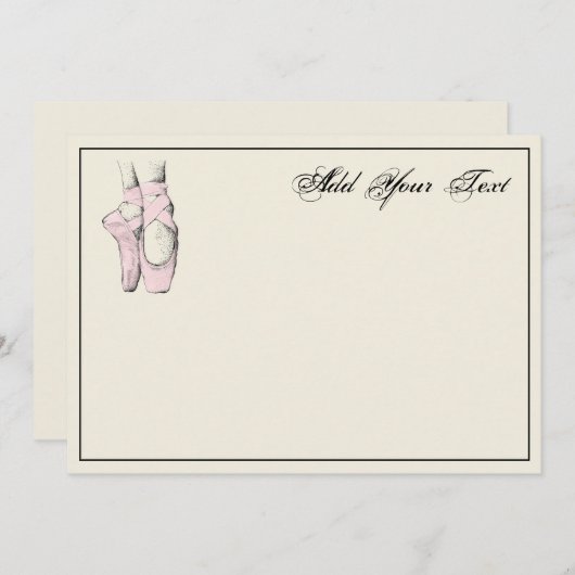 Ballerina Feet auf der Pointe #2 Lt Pink Note Card Mitteilungskarte (Vorne/Hinten)