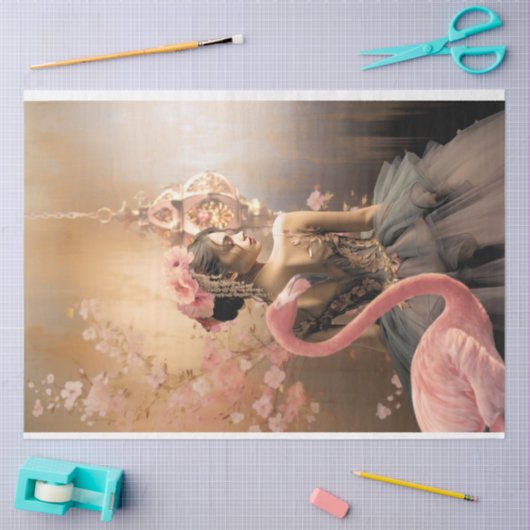 Ballerina & Flamingo Fairy-tale Fantasy, decoupage Seidenpapier (Basteln)