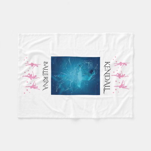 Ballerina Fleece Decke mit personalisiertem Namen. (Vorderseite (Horizontal))