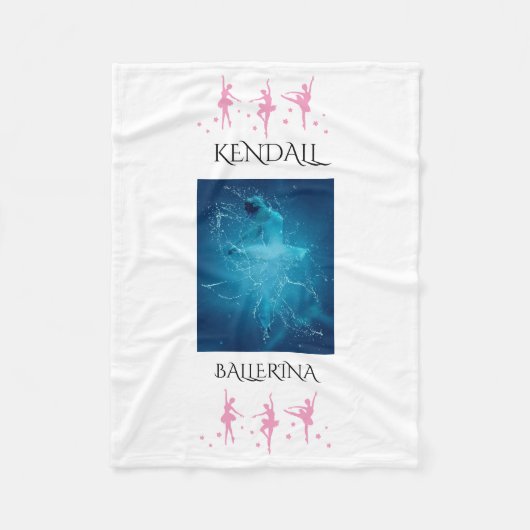 Ballerina Fleece Decke mit personalisiertem Namen. (Vorderseite)