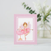 Ballerina floraI polka dots Einladung Postkarte (Stehend Vorderseite)