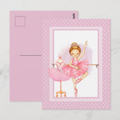 Ballerina floraI polka dots Einladung Postkarte (Vorne/Hinten)