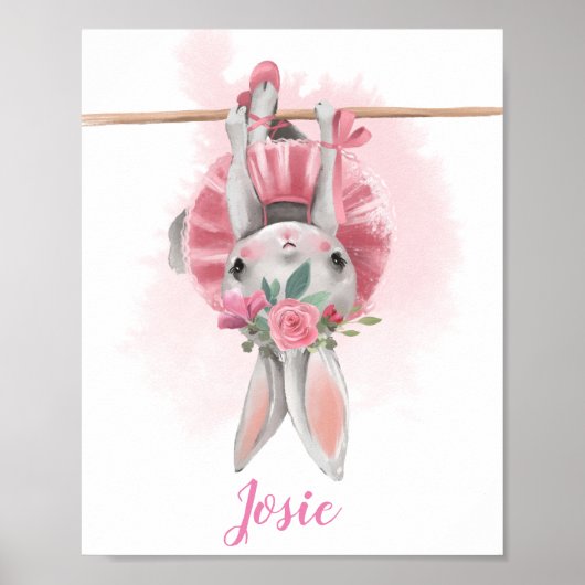 Ballerina Floral Bunny Print Poster (Vorne)