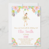 Ballerina Floral Geburtstagseinladungen Einladung (Vorderseite)