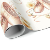 Ballerina Floral Watercolor Kinderdusche Geschenkpapier (Rolleneckpunkt)