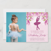Ballerina Foto Pink Geburtstag Einladung (Vorderseite)