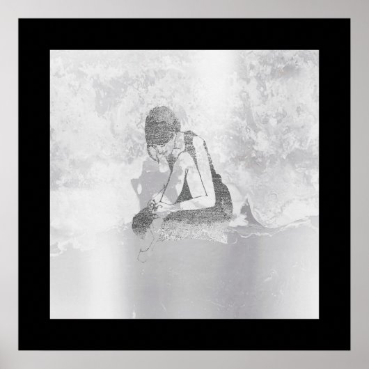 Ballerina Frauenkörper Silver Grau Wall Cement Poster (Vorne)