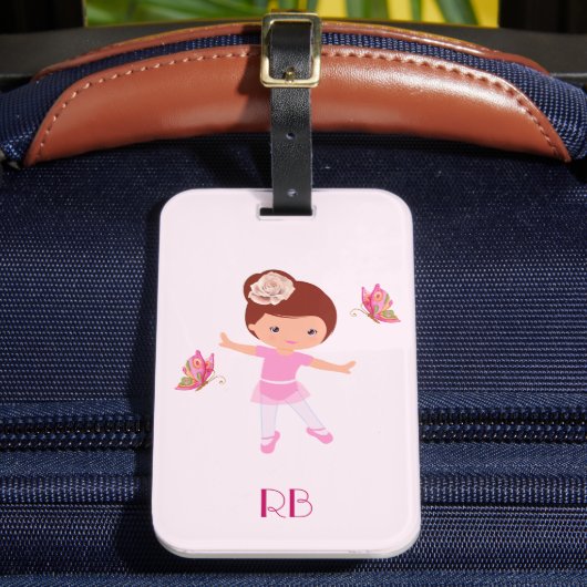 Ballerina Friendly Butterfly Monogram Gepäckanhänger (Vorderseite Insitu 2)
