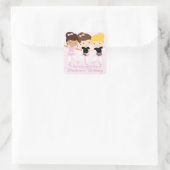 Ballerina Friends Geburtstagsparty Custom Gevor Quadratischer Aufkleber (Tasche)