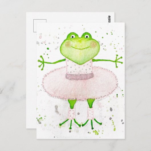 Ballerina Frog Postkarte (Vorne/Hinten)