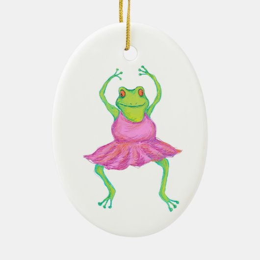 Ballerina-Frosch-Verzierung Keramik Ornament (Hinten)