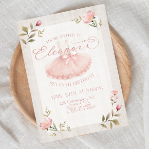 Ballerina-Geburtstag, Tutu, Rosa Tutu, Mädchen-Geb Einladung