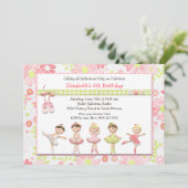 Ballerina-Geburtstags-Party Einladung (Stehend Vorderseite)