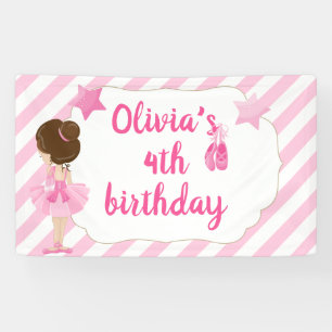 Ballerina-Geburtstagsbanner mit rosa Streifen Banner