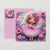 BALLERINA Geburtstagskarte ~ Kleinkind ~ Rosa ~ (Vorne/Hinten)