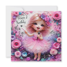 BALLERINA Geburtstagskarte ~ Kleinkind ~ Rosa ~