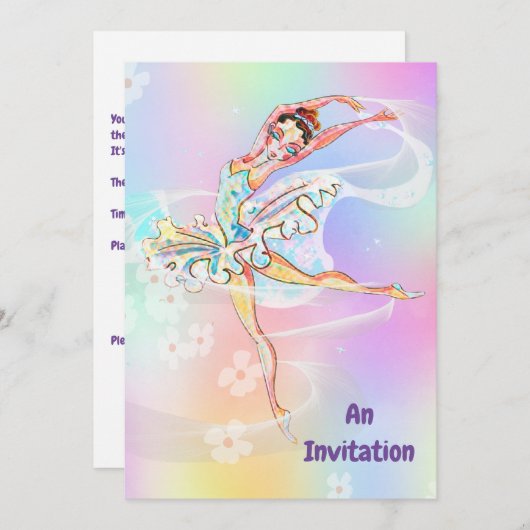 Ballerina Geburtstagsparty 12-jähriges Mädchen Einladung (Vorne/Hinten)