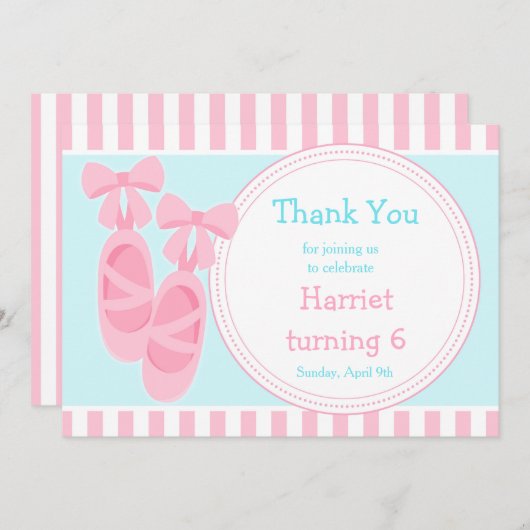Ballerina Geburtstagsparty Dankeskarte (Vorne/Hinten)
