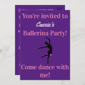 Ballerina Geburtstagsparty Einladungen (Vorne/Hinten)