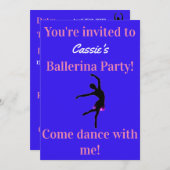 Ballerina Geburtstagsparty Einladungen (Vorne/Hinten)