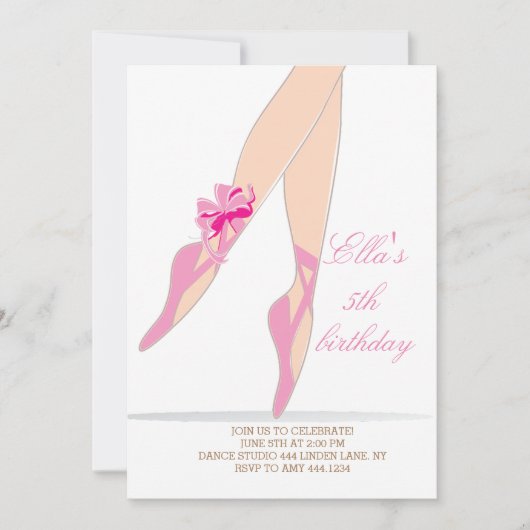 Ballerina Geburtstagsparty Einladungen (Vorderseite)