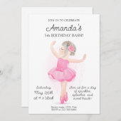 Ballerina Geburtstagsparty für Mädchen Einladung (Vorne/Hinten)