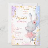 Ballerina Geburtstagsparty niedlicher Tanzhase Einladung (Vorderseite)