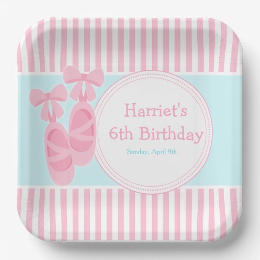 Ballerina Geburtstagsparty Pappteller (Vorderseite)