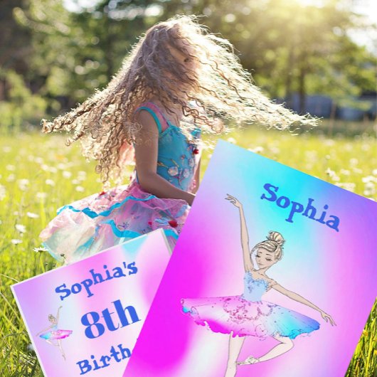 Ballerina Gefärbte Krawatte Lila Blue Age Geburtst Einladung