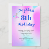 Ballerina Gefärbte Krawatte Lila Blue Age Geburtst Einladung (Vorderseite)