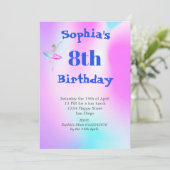 Ballerina Gefärbte Krawatte Lila Blue Age Geburtst Einladung (Stehend Vorderseite)