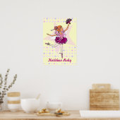 Ballerina gelb - rotes Haar Mädchen "Ihr Name" Pos Poster (Küche)