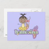 Ballerina - Gelbe T - Shirt und Geschenke Postkarte (Vorne/Hinten)