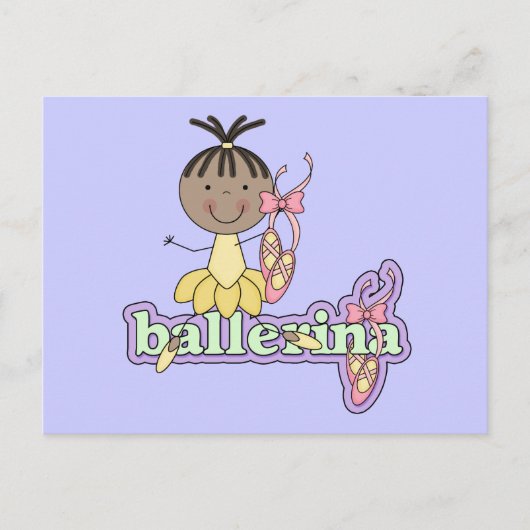 Ballerina - Gelbe T - Shirt und Geschenke Postkarte (Vorderseite)
