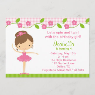 Ballerina Girl Geburtstagsparty Einladungen