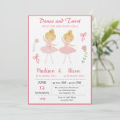 Ballerina Girl Joint Birthday Party Einladung (Stehend Vorderseite)