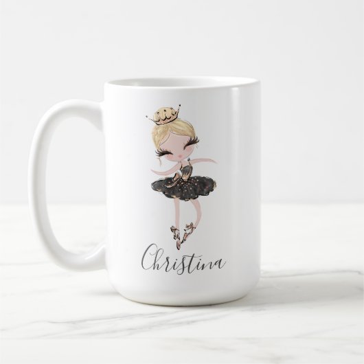 Ballerina Girl Personalisierter Name Ballet Kaffeetasse (Links)