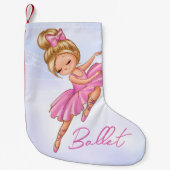 Ballerina Girl Pink, Lila Hübscher Balletttanz Kleiner Weihnachtsstrumpf (Vorderseite)