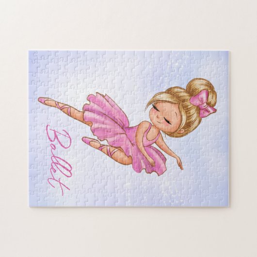 Ballerina Girl Pink, Lila Hübscher Balletttanz Puzzle (Horizontal)