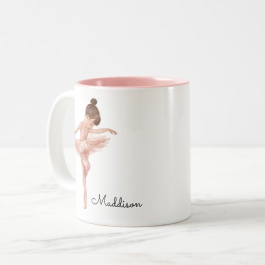 Ballerina Girl Pose Personalisiert Zweifarbige Tasse (Vorderseite Links)