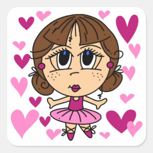 Ballerina Girl Quadratischer Aufkleber