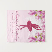 Ballerina Glitter Happy Birthday Tapestry Wandteppich (Vorderseite (Horizontal))