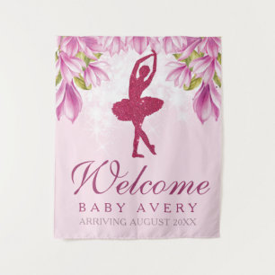 Ballerina Glitzer Begrüßungsbabydusche Wandteppich