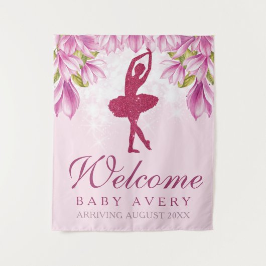 Ballerina Glitzer Begrüßungsbabydusche Wandteppich (Vorderseite)