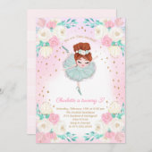 Ballerina Glitzer Birthday Einladung (Vorne/Hinten)