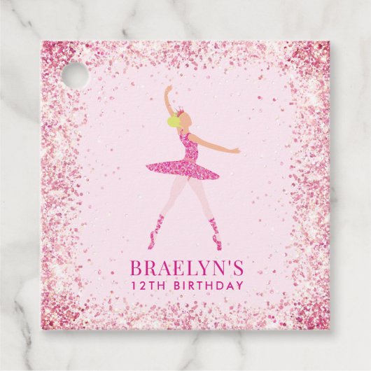Ballerina Glitzer Confetti Geburtstagsdesign Geschenkanhänger (Vorderseite)