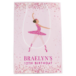 Ballerina Glitzer Confetti Geburtstagsdesign Mittlere Geschenktüte