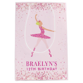 Ballerina Glitzer Confetti Geburtstagsdesign Mittlere Geschenktüte